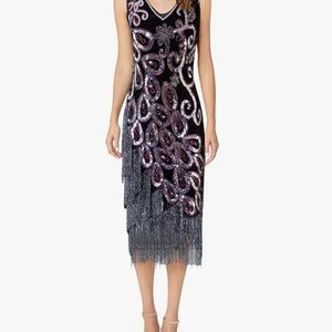 COPY - VIJIV Women’s XL (14-16) Vintage Peacock Style Sequin Gatsby Party Flapp…